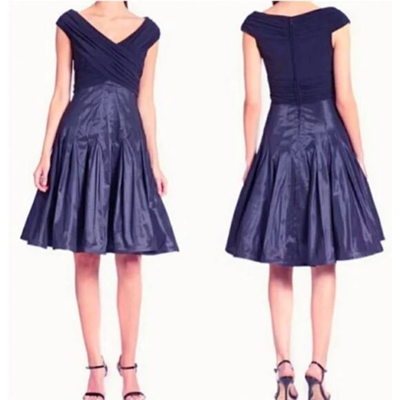 Tadishi Collection Navy Blue Taffeta Formal Cocktail Dress Size 12 CQ1952M - Picture 1 of 7